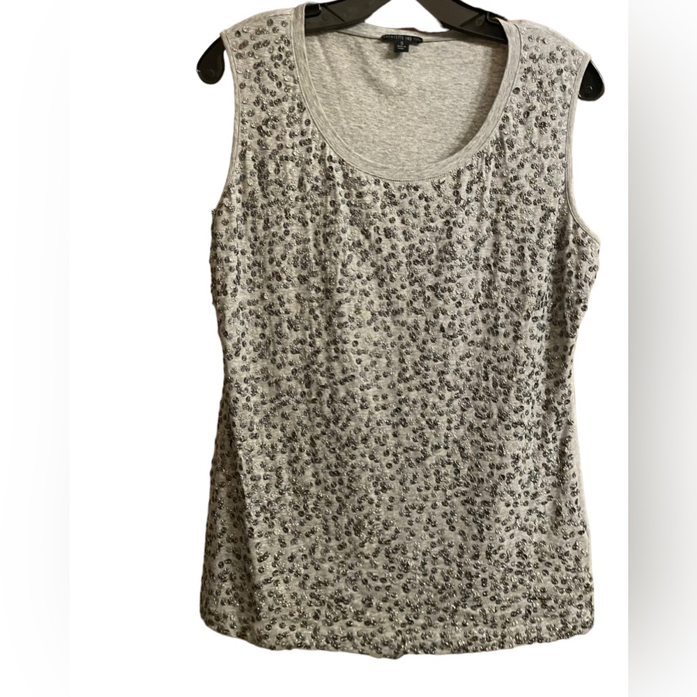 Lafayette 148 Top Size S Womens jersey knit tank sequins 36 bust x 28 length